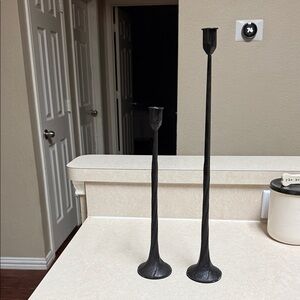 Elegant Black Iron Candle Holders